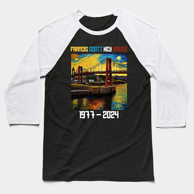 Francis Scott Key Bridge Baltimore Maryland Bridge Baseball T-Shirt by Arda